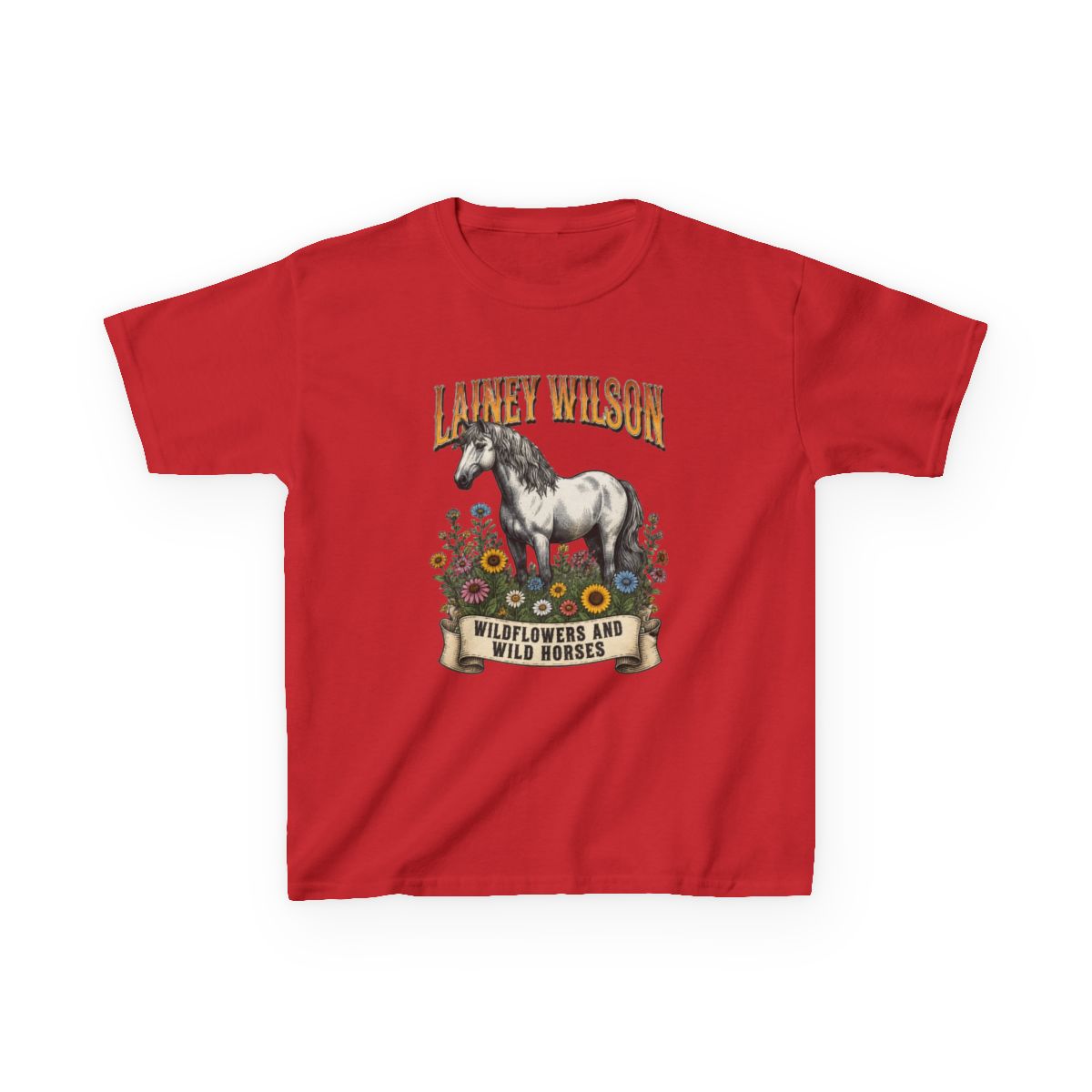 Lainey Wilson Wildflowers and Wild Horses Kids T-Shirt - alternate angle 4, merchandise